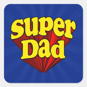 Superheld Pap, superheld rood/geel/blauw Vaderdag Vierkante Sticker
