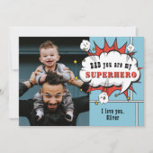 Superheld Papa Comic Spreekballon Foto  Feestdagenkaart (Voorkant)