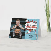 Superheld Papa Comic Spreekwolk Foto Kaart (Voorkant)