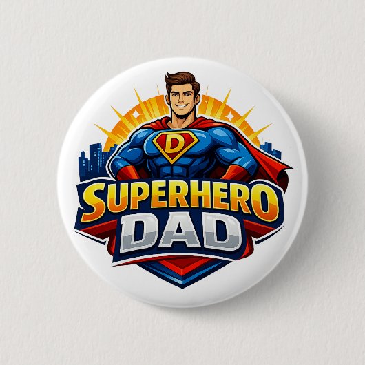 Superheld Papa Ronde Button 5,7 Cm (Voorkant)
