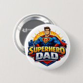 Superheld Papa Ronde Button 5,7 Cm (Voorkant /achterkant)
