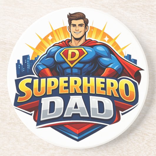 Superheld Papa Zandsteen Onderzetter (Voorkant)