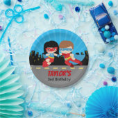 Superheld Paper Borden (Boy Girl gepersonaliseerd) Papieren Bordje (Feest)