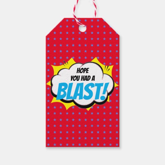 Superheld Party Bedankt voor tekst Cadeaulabel (Voorkant)