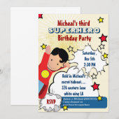 Superheld Party Birthday Invitation Kaart (Voorkant / Achterkant)