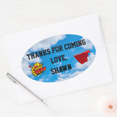 Superheld Party Dank je Sticker (Envelop)