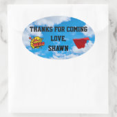 Superheld Party Dank je Sticker (Tas)