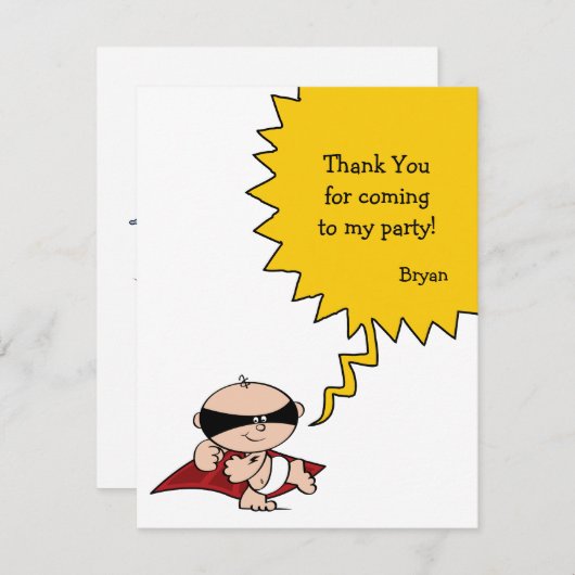 Superheld Party - Hartelijk dank Bedankkaart (Voorkant / Achterkant)