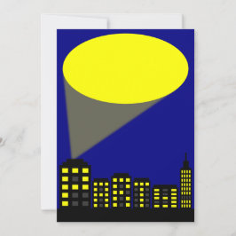 Superheld Party Invitation - Cityscape & Spotlight Kaart