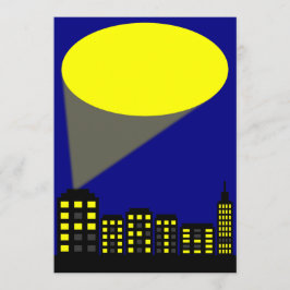Superheld Party Invitation - Cityscape & Spotlight Kaart