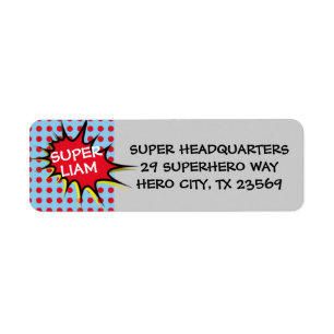 Superheld Party Invitation Return Address Labels