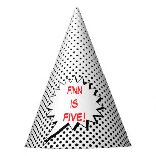 Superheld Party Pet - Black White Dot Editable Feesthoedjes
