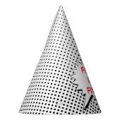 Superheld Party Pet - Black White Dot Editable Feesthoedjes (Links)