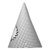 Superheld Party Pet - Black White Dot Editable Feesthoedjes (Rechts)