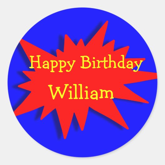 Superheld Party Thema Rood Blauw Ronde Sticker (Voorkant)