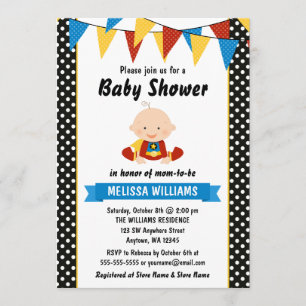 Superheld Polka Dot Bunting Baby shower Kaart