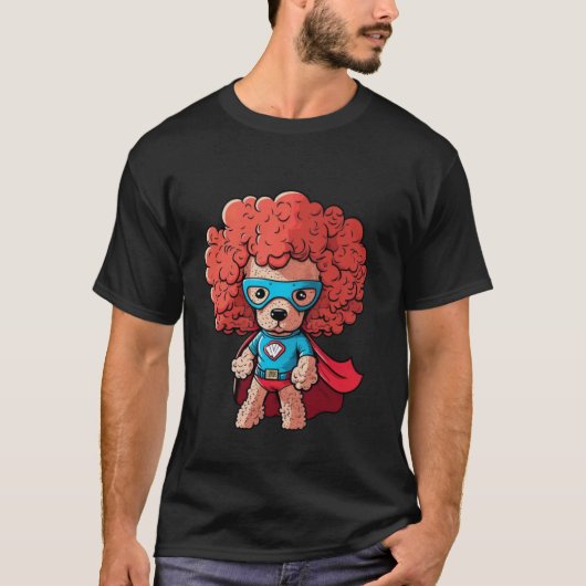 Superheld Poodle Rode Kap Super Held Hond T-shirt (Voorkant)