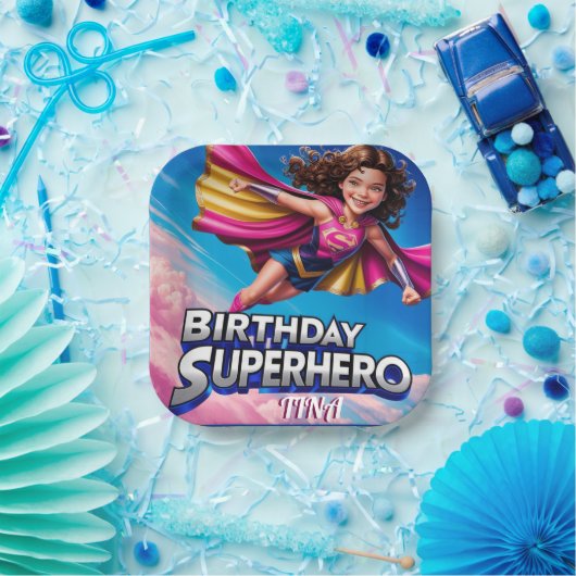 Superheld Power Girl Happy Birthday Paper Bord (Feest)