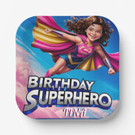 Superheld Power Girl Happy Birthday Paper Bord