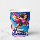 Superheld Power Girl Happy Birthday Papieren Bekers (Achterkant)