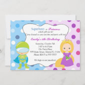 Superheld Princess Invitation Kids Birthday Party Kaart (Voorkant)