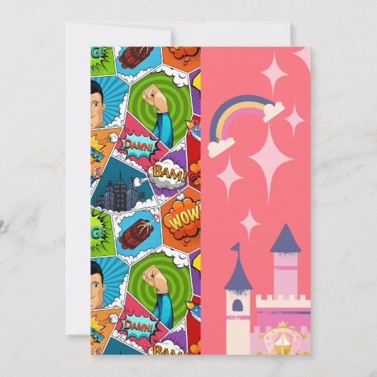 Superheld & Prinses Aangepaste Verjaardag Uitnodig Kaart (Achterkant)