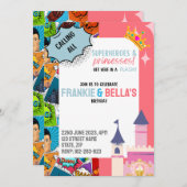 Superheld & Prinses Aangepaste Verjaardag Uitnodig Kaart (Voorkant / Achterkant)