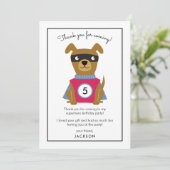 Superheld Puppy Birthday Party Kinder Dank je Bedankkaart (Staand voorkant)
