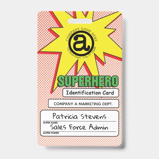 Superheld PVC ID-badge Badge (Voorzijde)