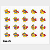 Superheld Rubber Eend Cartoon Held Vierkante Sticker (Vel)