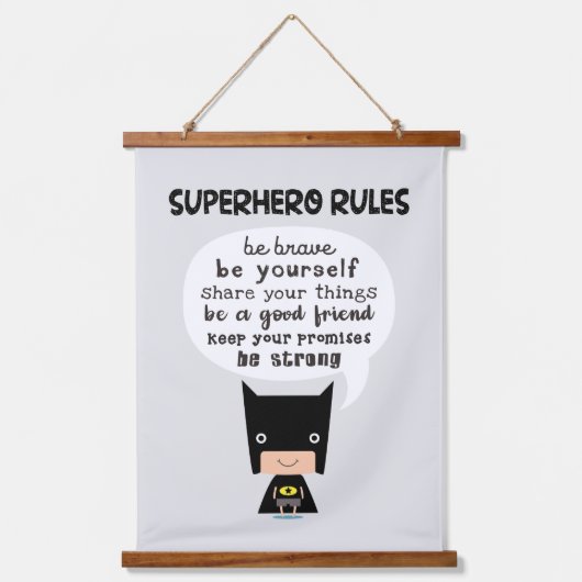 Superheld Rules Hangend Wandkleed (Voorkant)