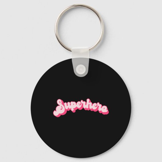 Superheld - Schattig Roze Vintage Retro Halloween Sleutelhanger (Voorkant)