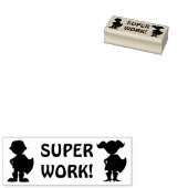 Superheld Silhouet Super Werk Leraar Huiswerk Rubberstempel (Gestempeld)