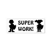 Superheld Silhouet Super Werk Leraar Huiswerk Rubberstempel (Afrduk)