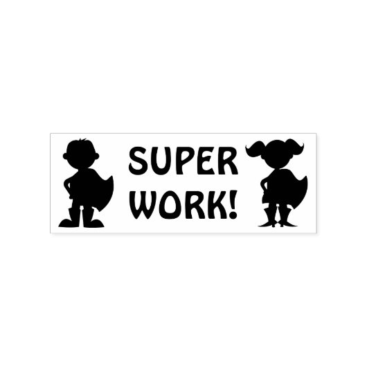 Superheld Silhouet Super Werk Leraar Huiswerk Rubberstempel (Afrduk)