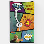 Superheld Snazzy Hip Verjaardag Speech Bubble Sign Spandoek (Verticaal)