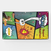 Superheld Snazzy Hip Verjaardag Speech Bubble Sign Spandoek (Horizontaal)