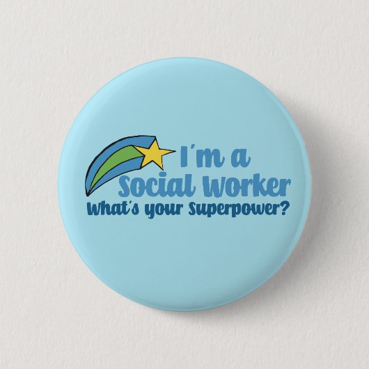 Superheld Social Worker Ronde Button 5,7 Cm (Voorkant)