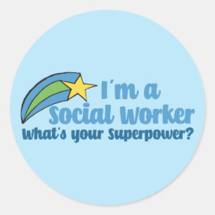 Superheld Social Worker Ronde Sticker