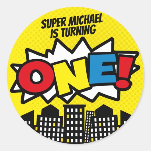 Superheld Stickers, Verjaardagsfeestdecor Ronde Sticker (Voorkant)
