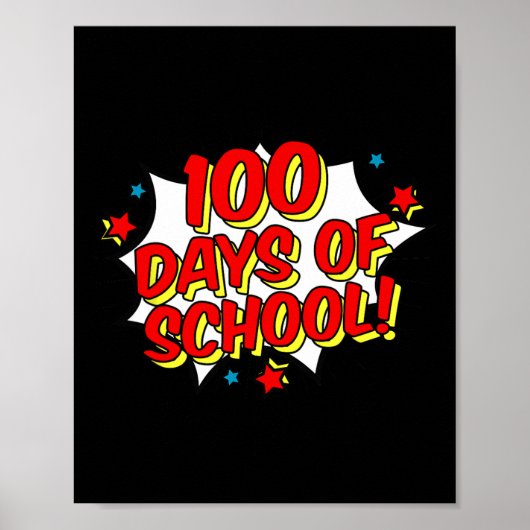 Superheld Stijl Gelukkige 100ste 100 Dagen van Sch Poster (Voorkant)