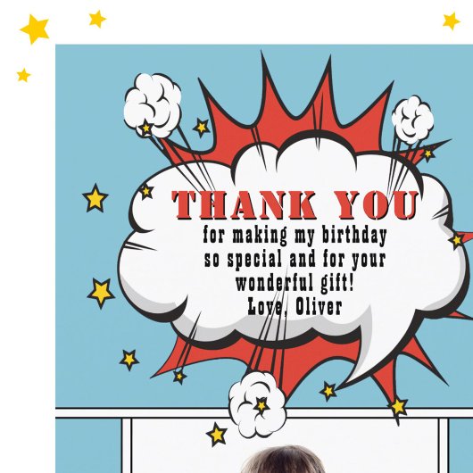 Superheld strip spraakballon Dank je foto Briefkaart