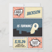 Superheld stripboek jongen verjaardag kaart (Voorkant)