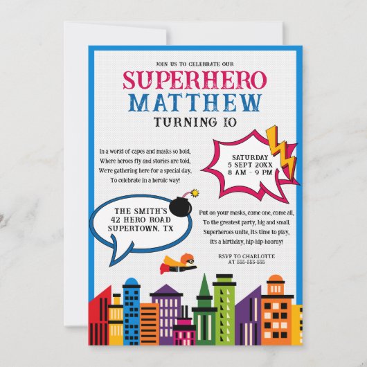 Superheld stripboek jongens verjaardag kaart (Voorkant)