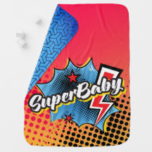 Superheld stripboek SuperBABY deken cadeau BLUE