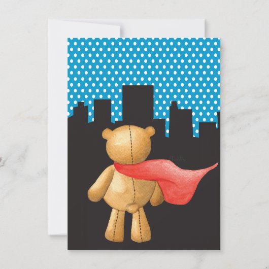 Superheld stripboek Teddy Boys Verjaardag Uitnodig Kaart (Achterkant)