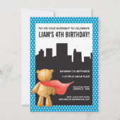 Superheld stripboek Teddy Boys Verjaardag Uitnodig Kaart (Voorkant)