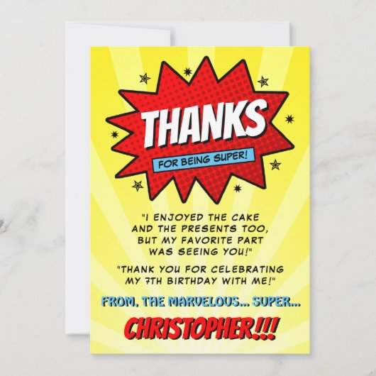 Superheld Strips Elke Leeftijd Verjaardag Bedankkaart (Voorkant)