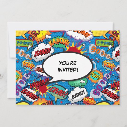 Superheld Strips Geboren Feestje Blauwe Foto Uitno Kaart (Achterkant)