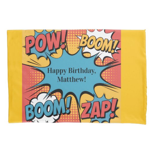 Superheld Strips Pop Art Jongens Verjaardagscadeau Kussensloop (Voorkant)